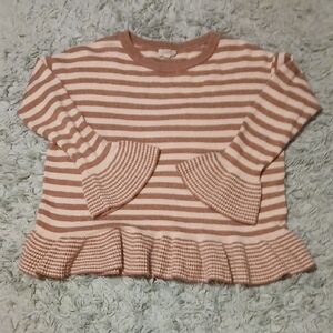 LOFT Women's Striped Sweater in Brown and Cream